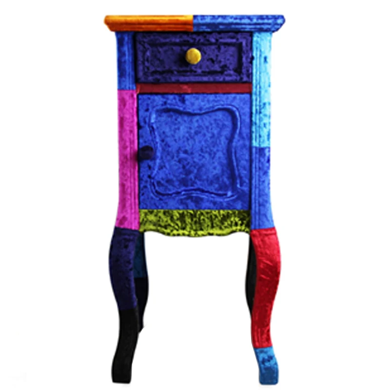 Solid wood bedside table, cloth wrapping, contrasting sideboard, the same storage cabinet