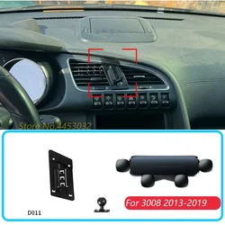 For Peugeot 3008 2013-2019 Car Phone Holder With Base 1 Suit Horizontal Gravity GPS Mobile Bracket Stand Mount Accessories