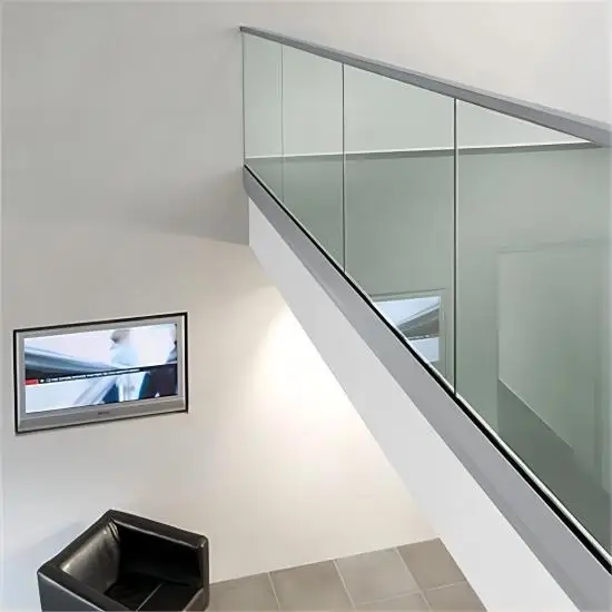 التخصيص بدون إطار الألومنيوم U قناة شرفة / درابزين زجاجي للدرج سعر المصنع #3