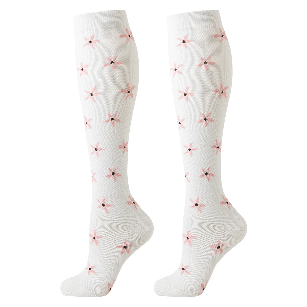 6 쌍 꽃무늬 압박 양말 여성 남성 의료용 통기성 무릎 높이 간호사 꽃무늬 압박 양말 여성 스포츠 간호사용