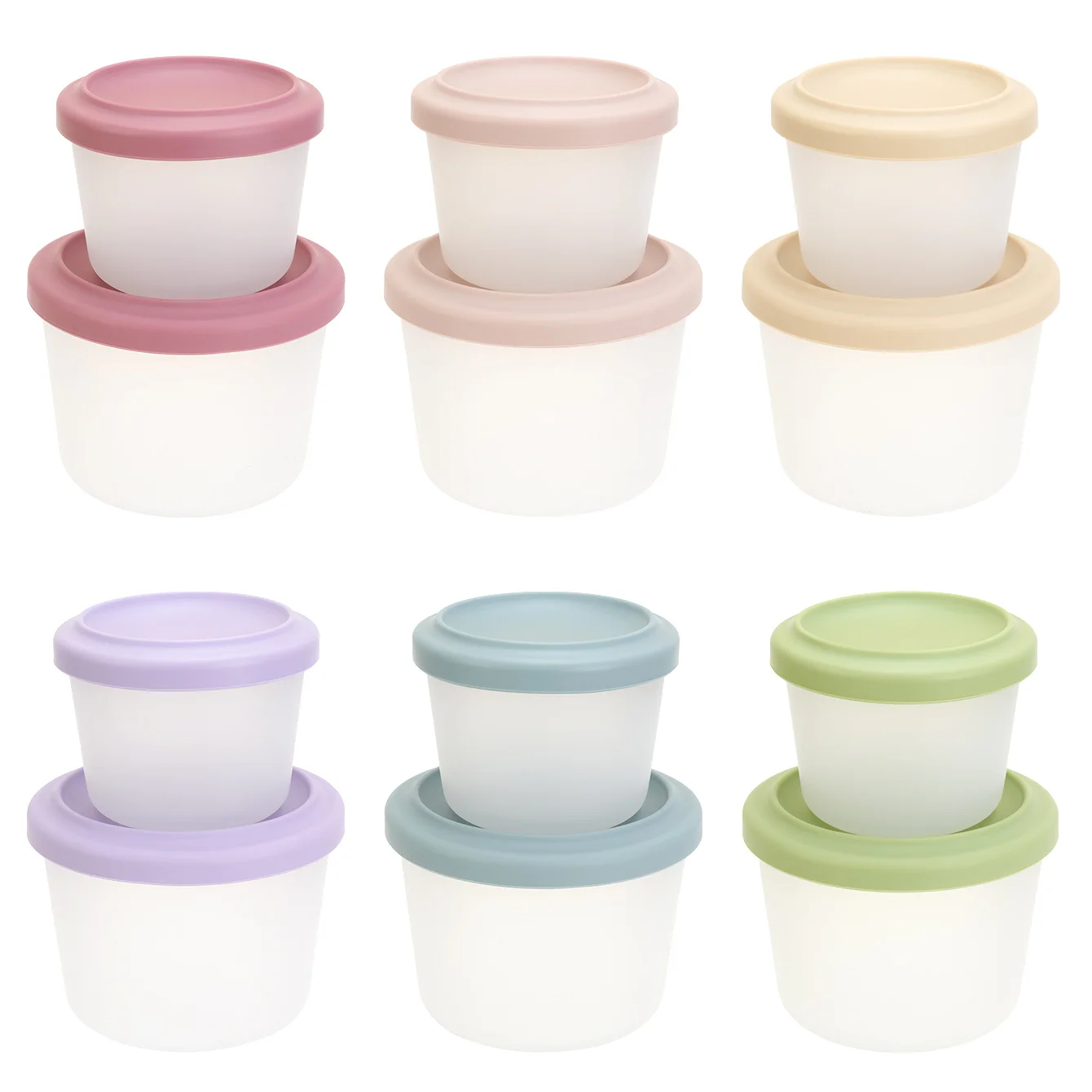 

2PCS BPA Free Baby Food Storage Box With LidsRound Silicone Portable Toddler Feeding Container Kids Weaning Tableware