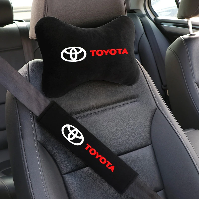 

Car exterior annual inspection stickers For Toyota Car Set Car Head Neck Rest Pillow Auto Seat belt Pads Headrest cover