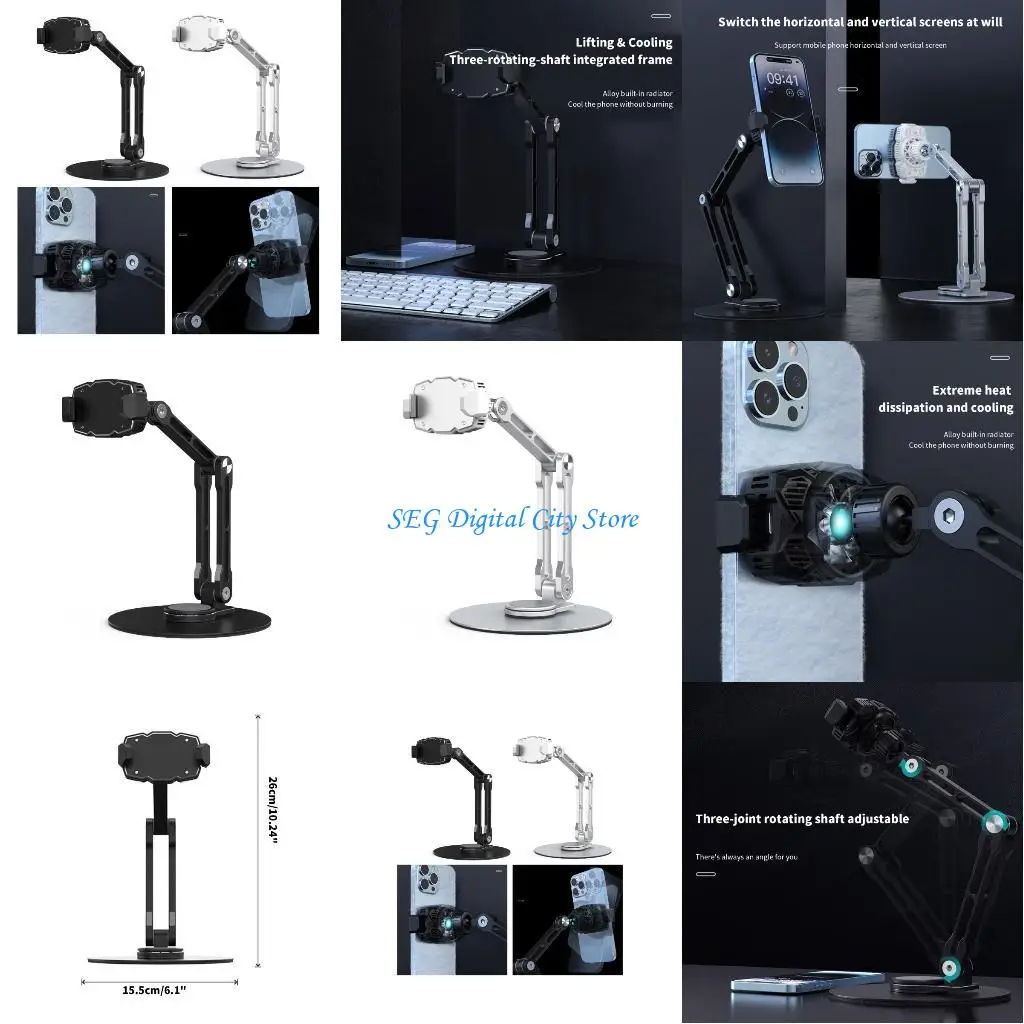 

U75B Portable Phone Bracket Cradle SemiConductor Cooling Stand 3Axis Rotary Foldable Cellphone Tablet Holder Lazy Bracket