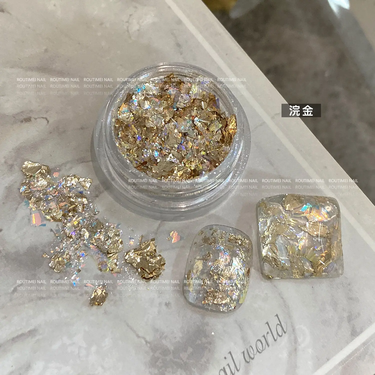 4pcs/Set 3D Rose Gold Silver Copper Nail Foil Sequins Gold Foils Nail Flakes Glitter Leaf Flake Irregular Paillette Manicure Dec