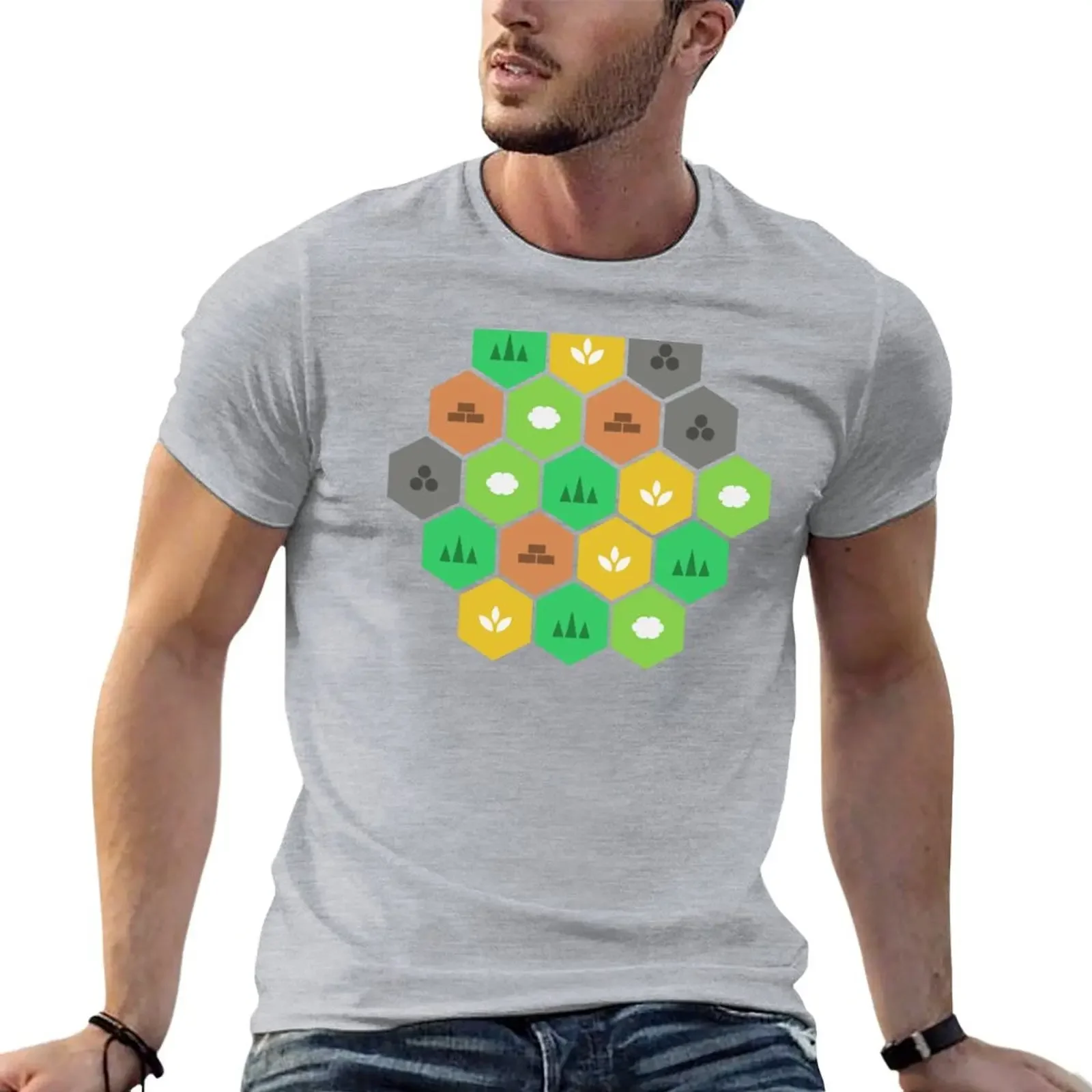 Minimalist Settlers Tile Board Games T-shirt vintage graphics Aesthetic clothing quick-drying mens graphic t-shirts pack