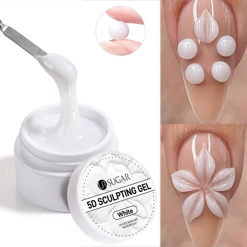 UR SUGAR 15ml 5D Sculpting Gel Quick Extension Nail Gel Non-Sticky Hand Long-Lasting Bow Flower Shaping Carving Soak Off UV Gel