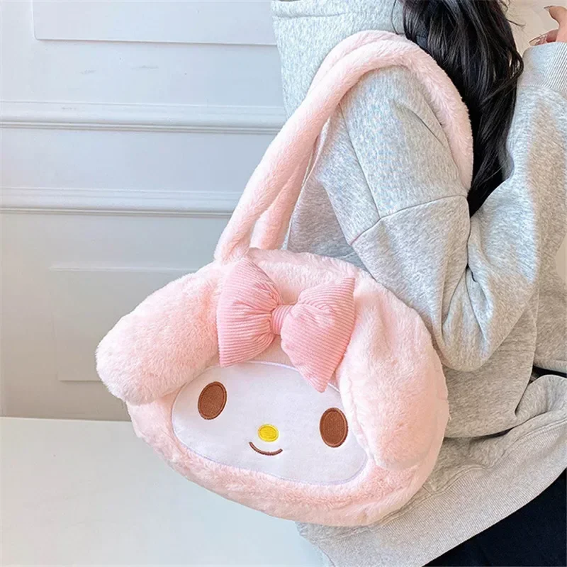 

Kawaii Plush Cinnamoroll Melody Kuromi Tote Handbags Shoulder Bags Women Fashion Female Messenger Bag Purses Xmas Gifts