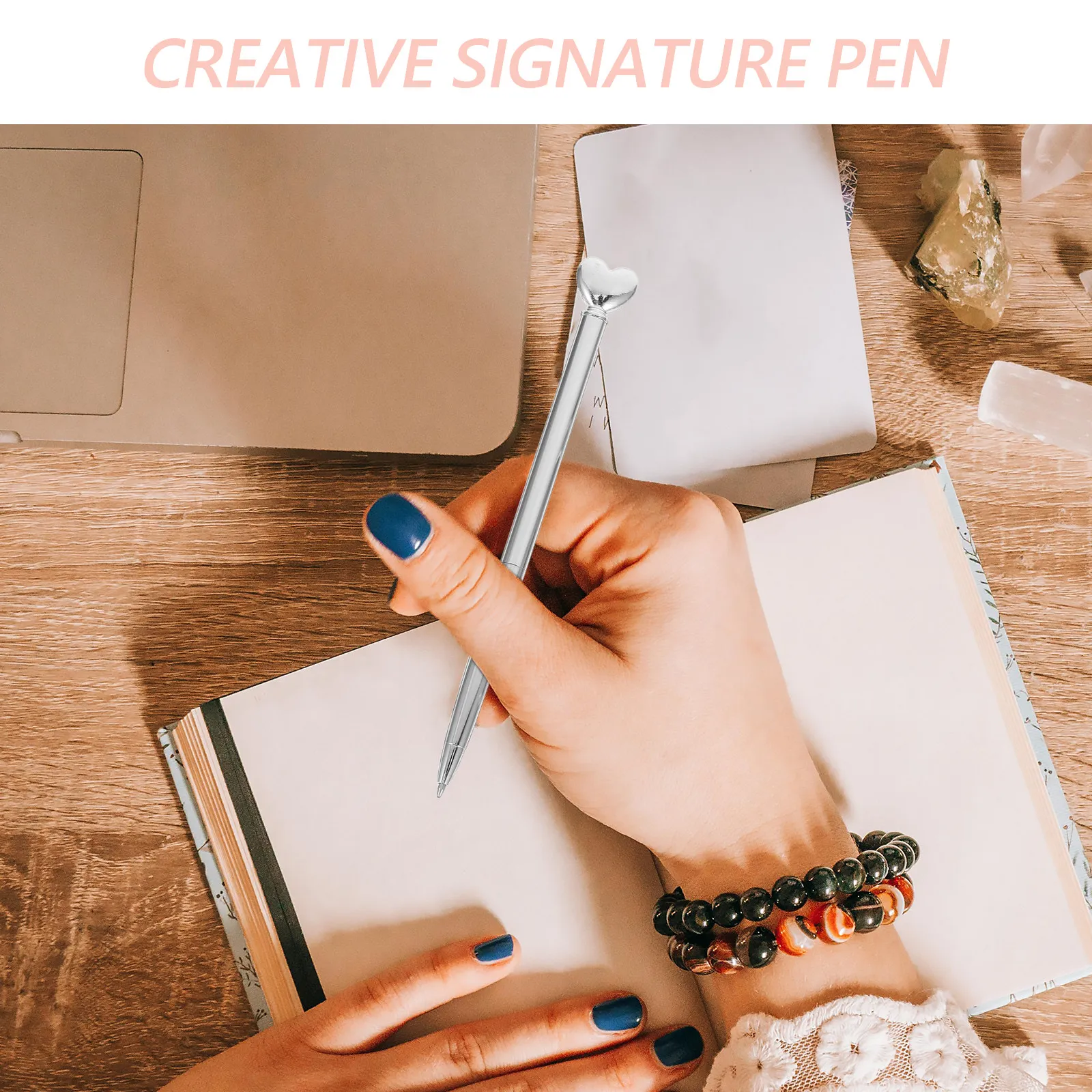 

10Pcs Heart Ballpoint Pens Metal Body Elegant Retractable Design Valentine's Day Gift Wedding Favor School Office Decorative