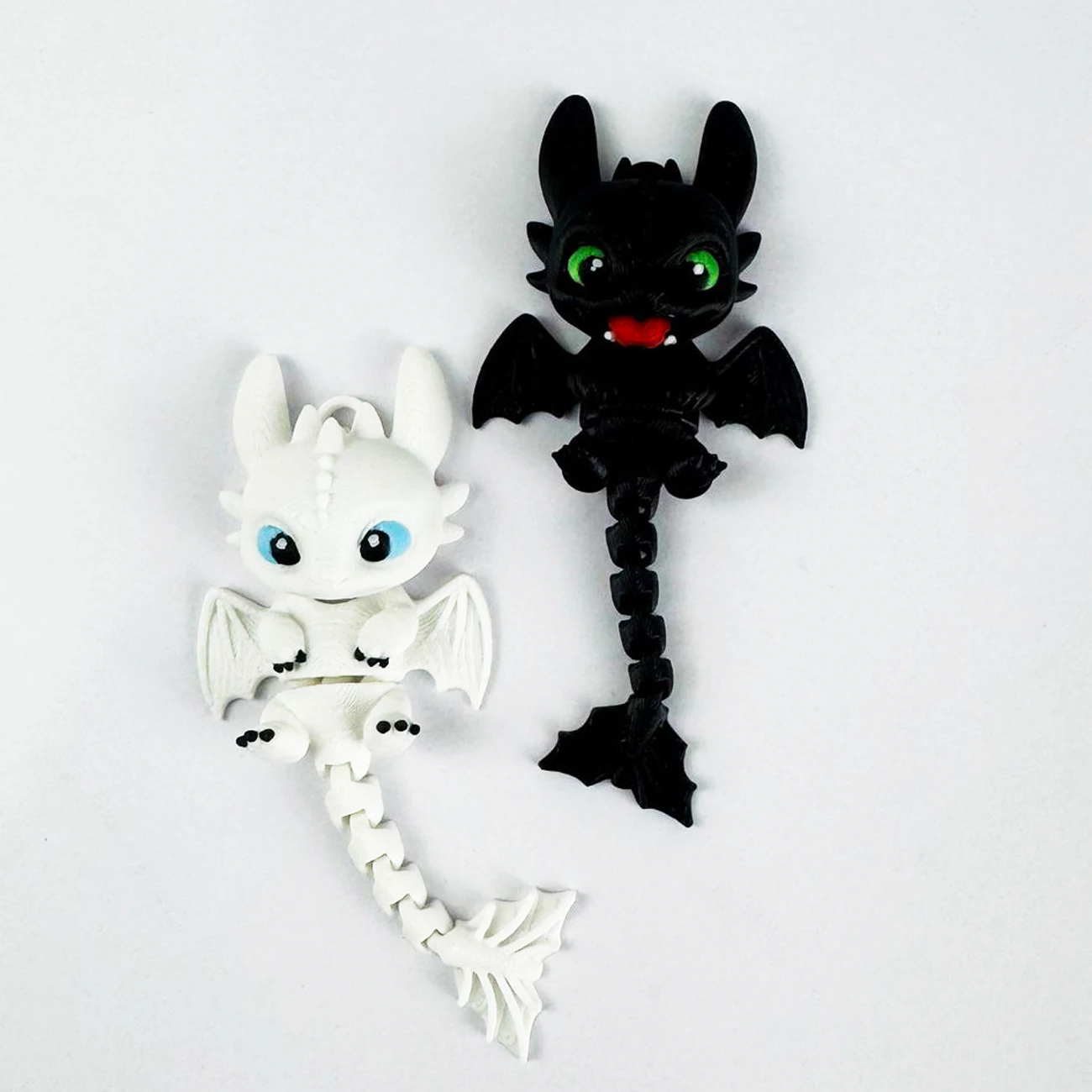 Toothless 3D Printed Keychain Ornament Backpack Charm Cartoon Fun Toy with Movable Tail, Holiday Gift for Friends