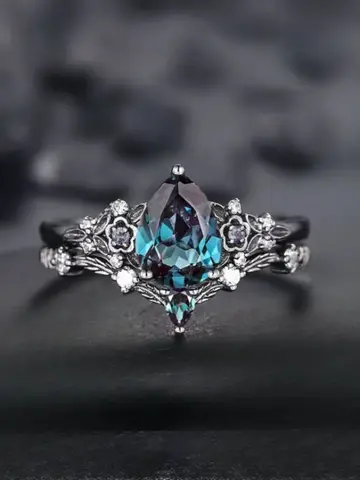 Luxury Gun Black Cubic Zircon Ring Creative Vine Ring Classic Wedding New Dazzling Ladies Accessories Jewelry