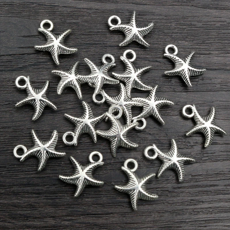 16x13mm 20pcs Antique Silver Plated Bronze Plated Starfish Handmade Charms Pendant:DIY for bracelet necklace