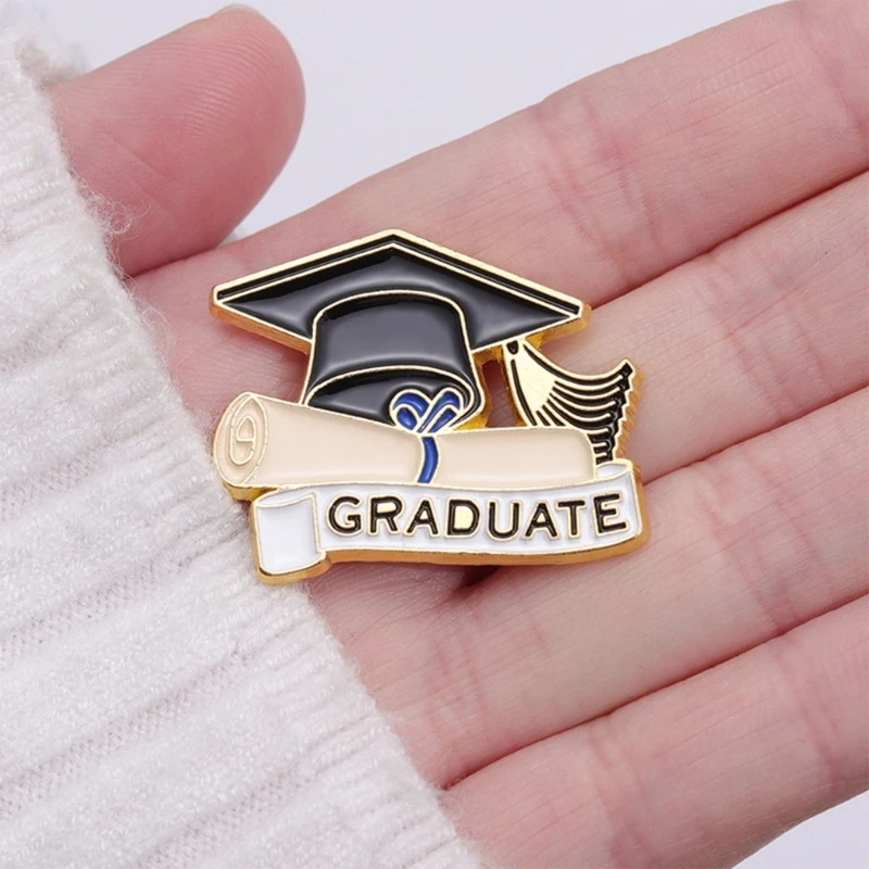 Alfinete lapela esmaltado para graduação, presente para estudante, chapéu formatura, alfinete lapela esmaltado, vestido