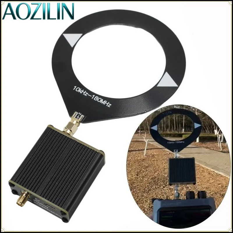 UpAOZILIN raded Donut Broadband Loop Antenna,10kHz‑180MHz with Low‑Impedance Converter for SDR Ham Radio RF Receiving Experiment