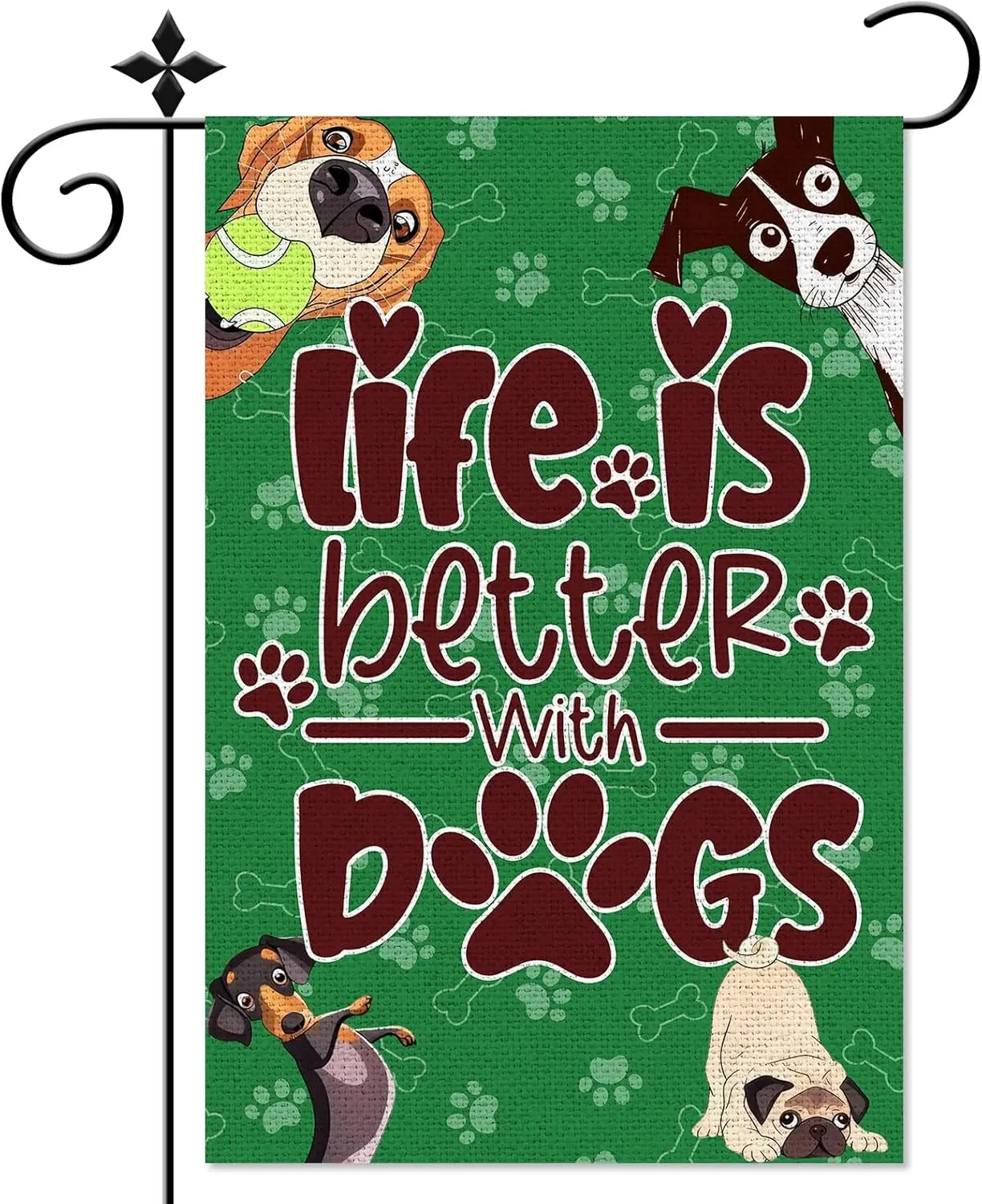 Life is Better with Dog Garden Flag, Welcome Dogs Garden Banner Outdoor Lawn Sign, Pet Puppy Themed Celebration Flag Double  MMZ