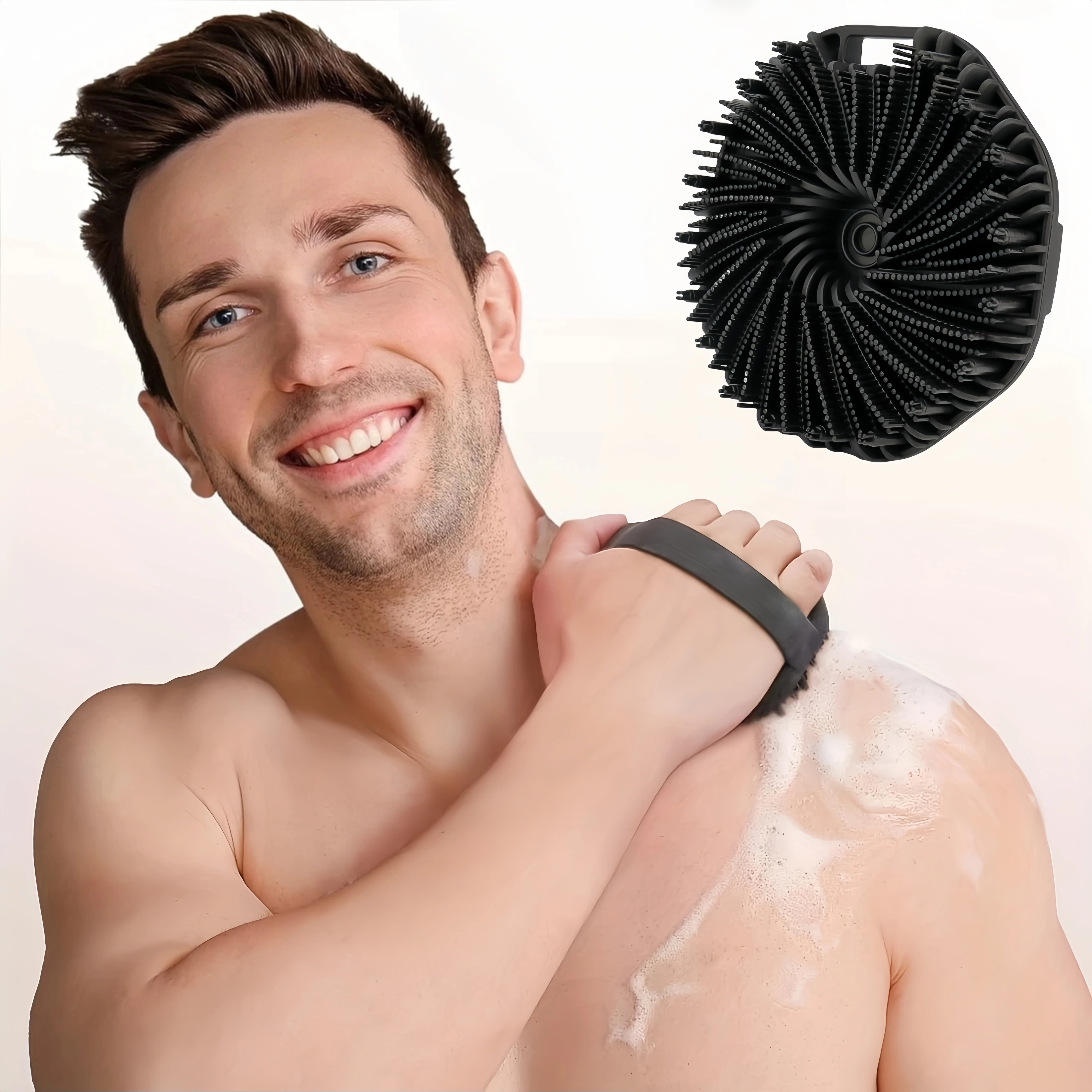 Силиконовая щетка для ванны, набор из 4 предметов, включая скребок для волос — мягкая щетина для чистки тела и кожи головы