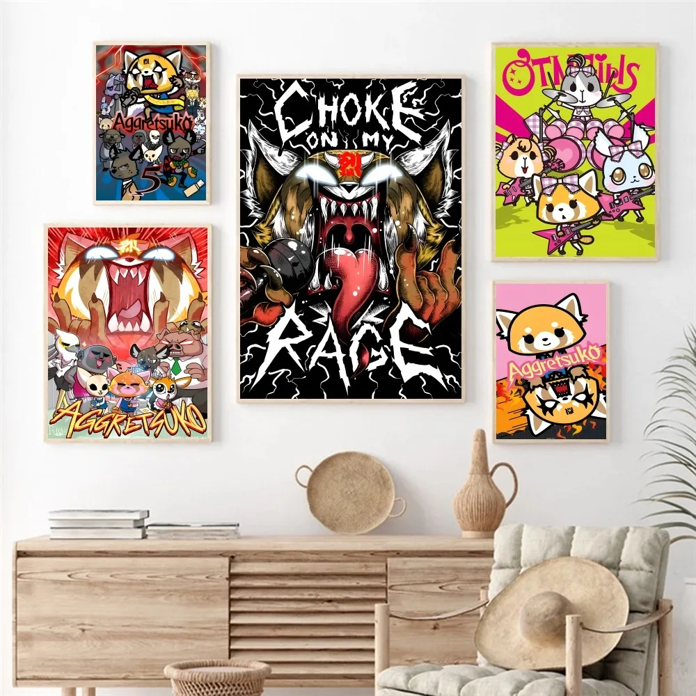 Aggretsuko Anime Rock Poster Paper Print Home Living Room Bedroom Entrance Bar Cafe Art Painting Decoration