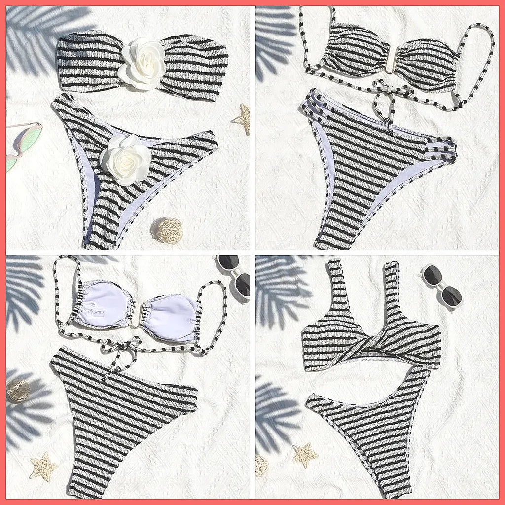 

Sexy Striped Push Up Bikini Set 2026 Brazilian Beach Swimwear for Women