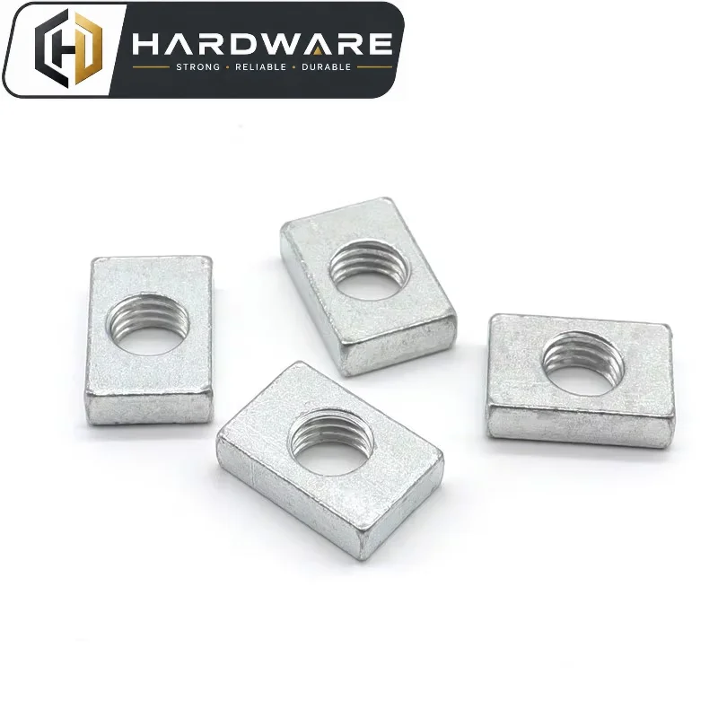 10/ 50pcs Square Nut M3 M4 M5 M6 M8 Zinc-Plated Carbon Steel Thin Rectangular Nuts Slider Block for Aluminum Profile Accessory