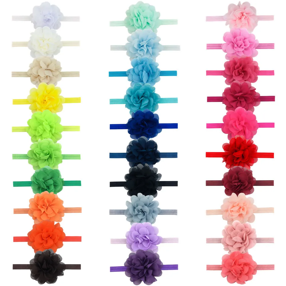 

250 шт. детская повязка на голову детская высокая резинка 10 см шифоновая повязка на голову с большим цветком оптовая продажа