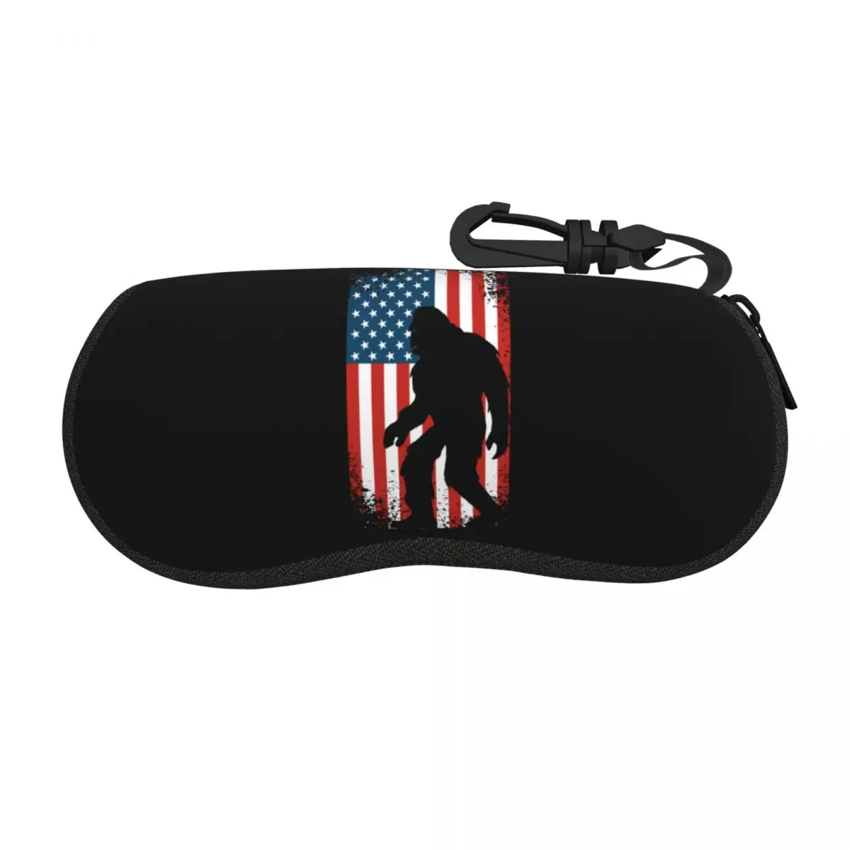 Custom American Flag Bigfoot USA Glasses Case Portable Animal Shell Eyeglasses Case Sunglasses Box