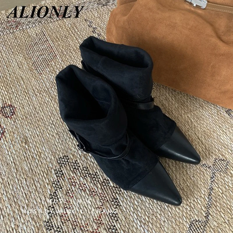 

Alionly 2026 New Sexy Thin High Heels Woman Ankle Boots Street Style Pointed Toe Shoes Zipper Botas De Mujer