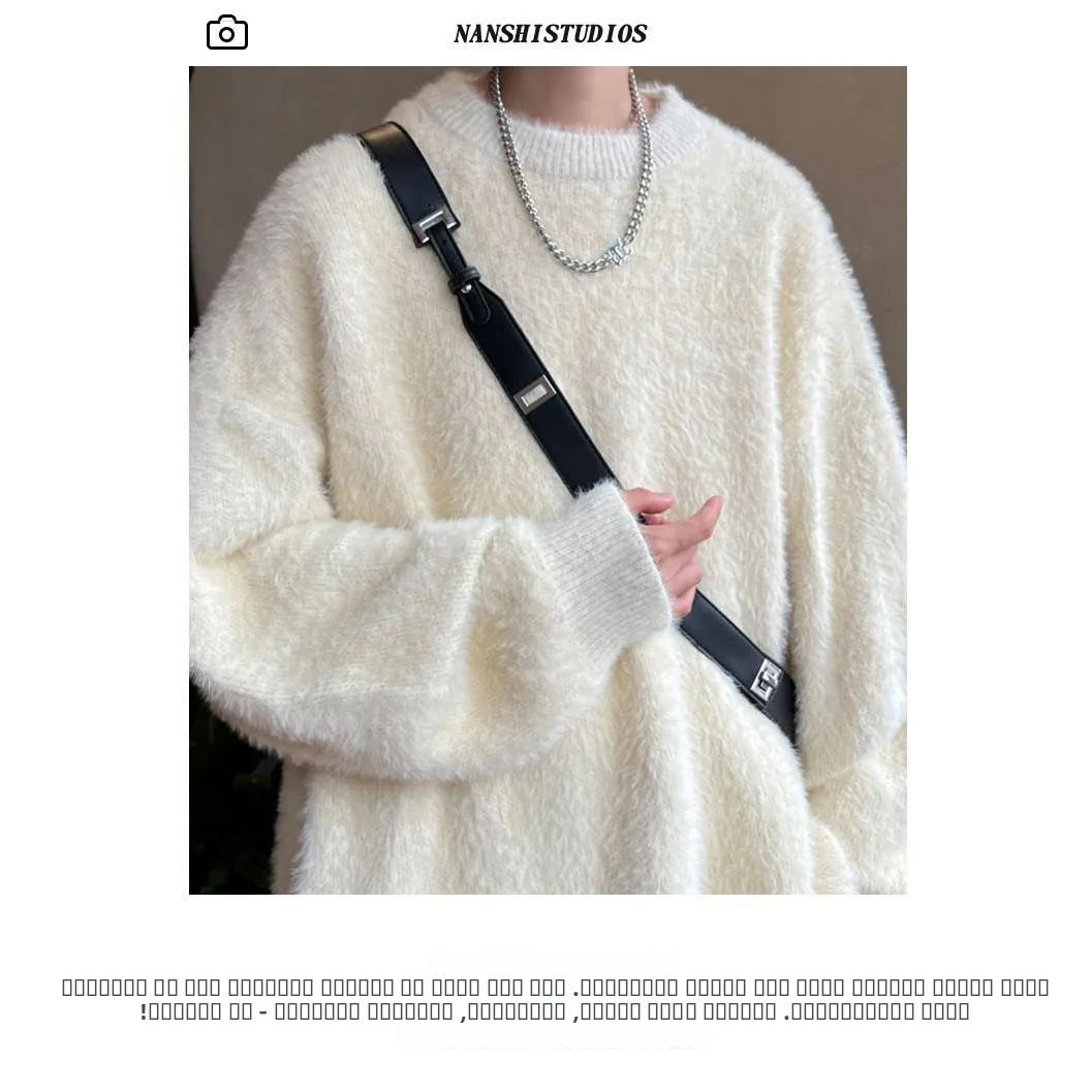 Männer Casual Lose Gestrickte Pullover Weiche Gemütliche Faul Sle Herbst Winter Neue Ankunft Japanischen Retro High-End-Gefühl lose Fit