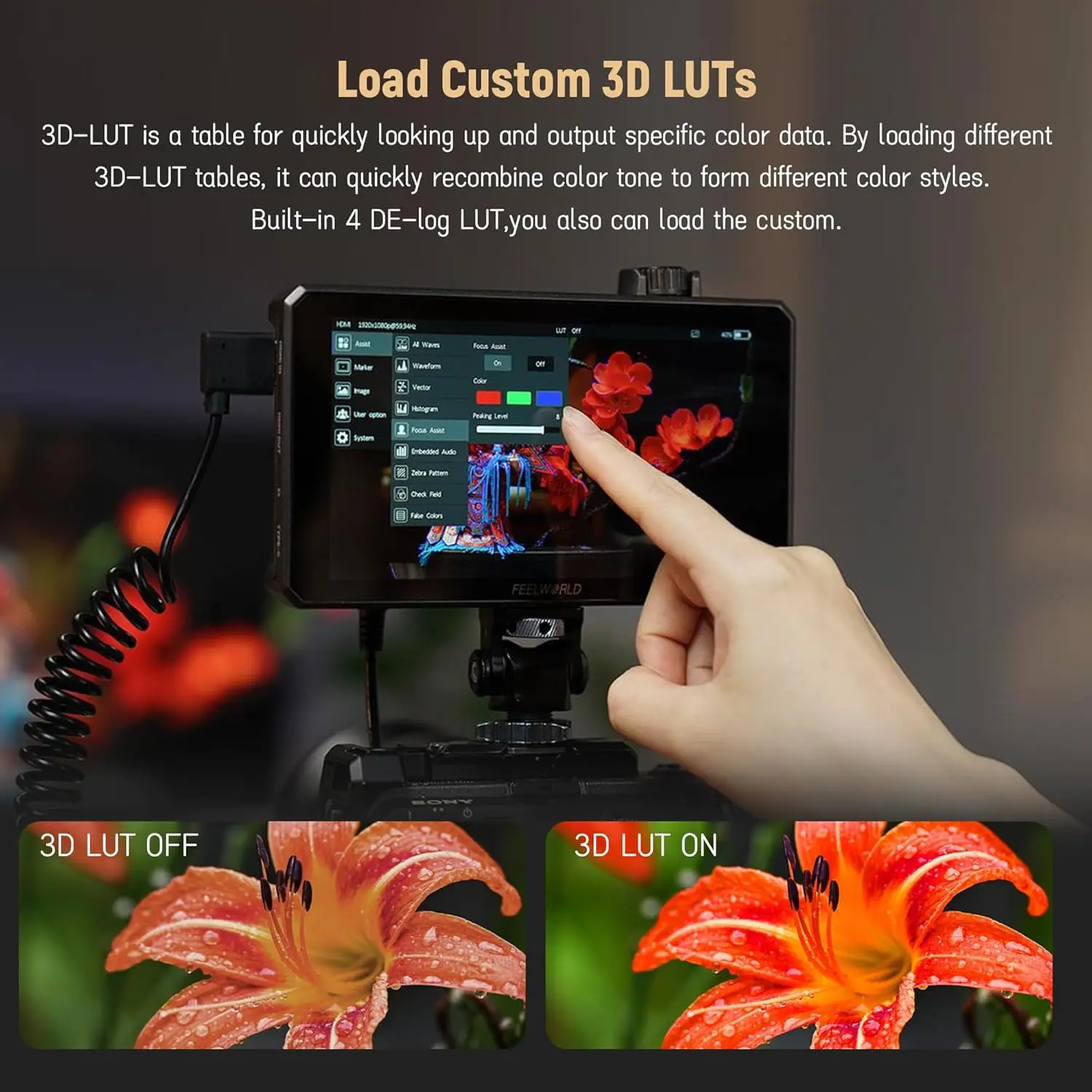 Feelworld SC6 6-Zoll 1500nit 1920*1080 Touchscreen-Monitor 1000:1 Kontrast HDMI/SDI Hochheller Onboard-Aluminium-Feldmonitor – Detail 7