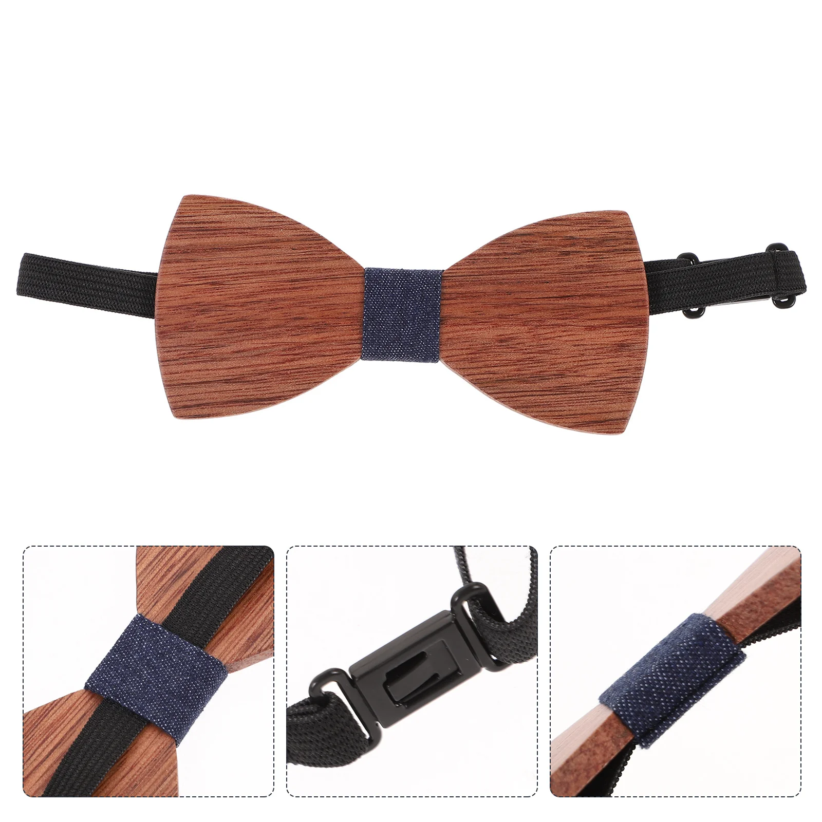 

1Pcs Wooden Bowtie Handmade Premium Wood Adjustable Strap Comfortable Men Wedding Party Festival Bow Tie Gift Wooden Bow Tie