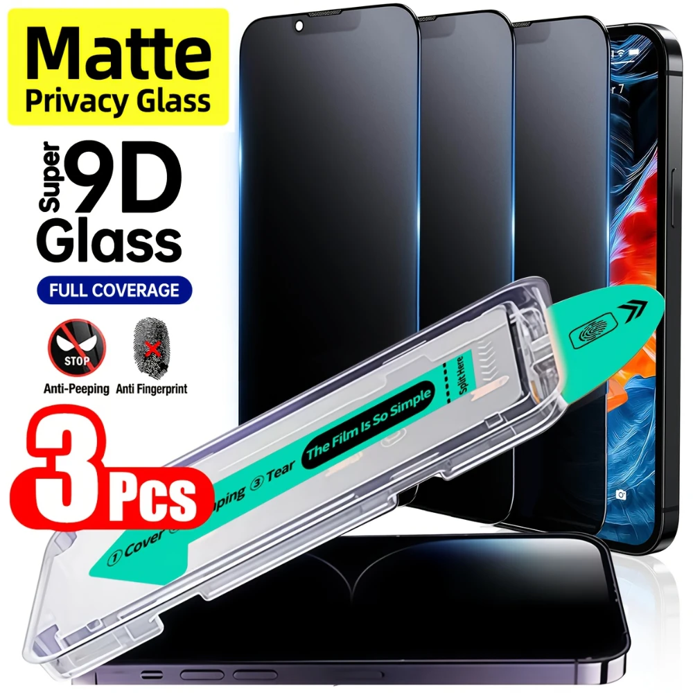 NNBILI 3 Stück hochfeste, matte Sichtschutz-Displayschutzfolie für die iPhone-Serie, 9H+ gehärtetes Glas, Anti-Peep-Schutzfolie