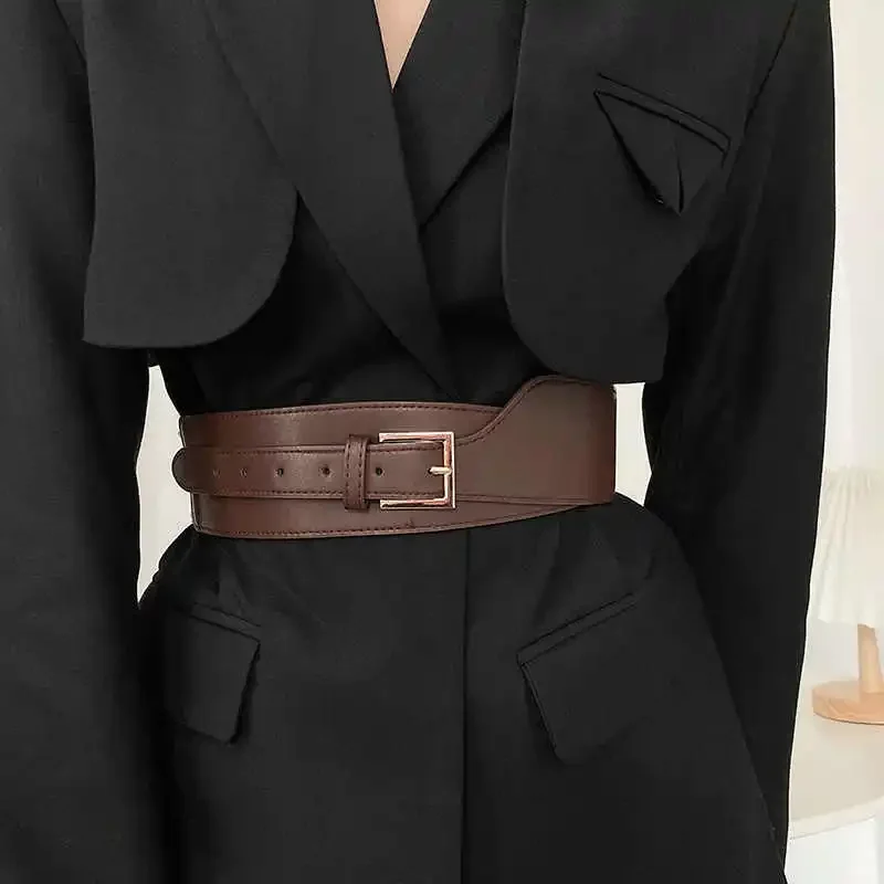 1pcs Sabuk Wanita Gaya Korea Serbaguna Warna Hitam untuk Gaun, Penyangga Pinggang Lebar, Pakaian Luar Musim Panas, Aksesoris Fashion