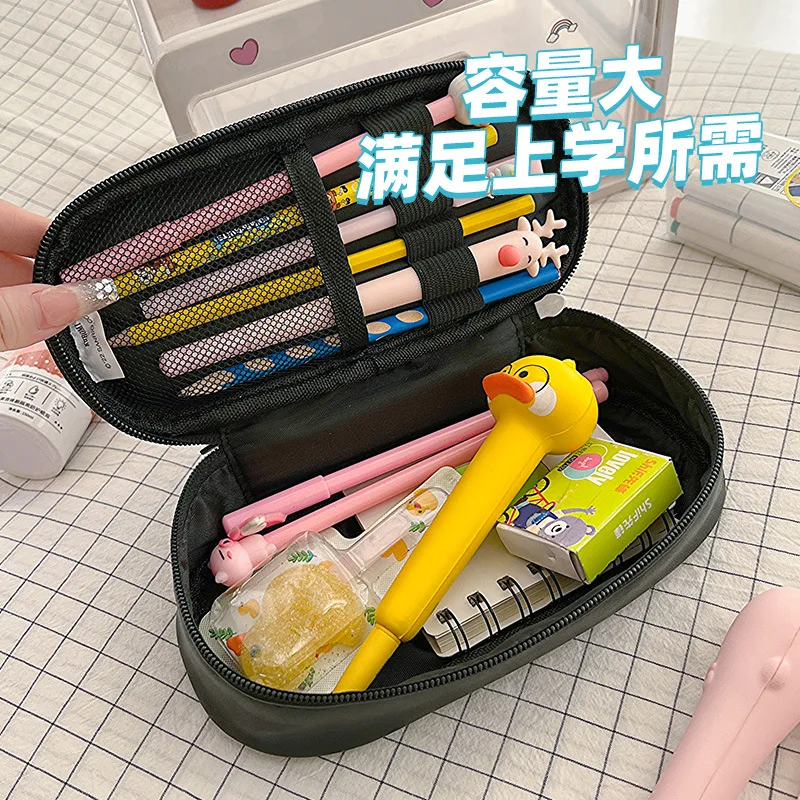 Hello Kitty Stationery Box Sanrio Pencil Case Anime Girl Storage Bag Kawaii Student Large Capacity Portable Stationery Box Gift