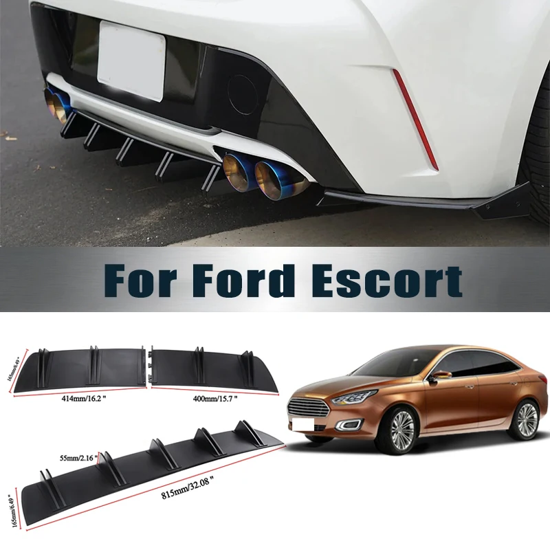 Rear Bumper Shark Fin Diffuser ABS Curved Aero Splitter Anti-Collision Chassis Protector For Ford Escort Car Styling