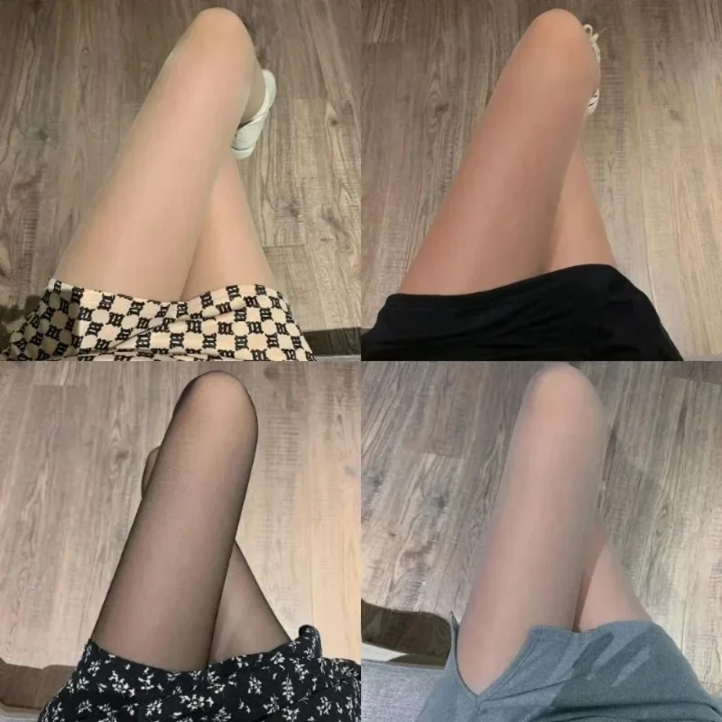 Collants amincissants Sexy de grande taille pour femmes, bas en soie noire, Leggings fins, respirants, transparents, Anti-crochet, Ultra fins, PP