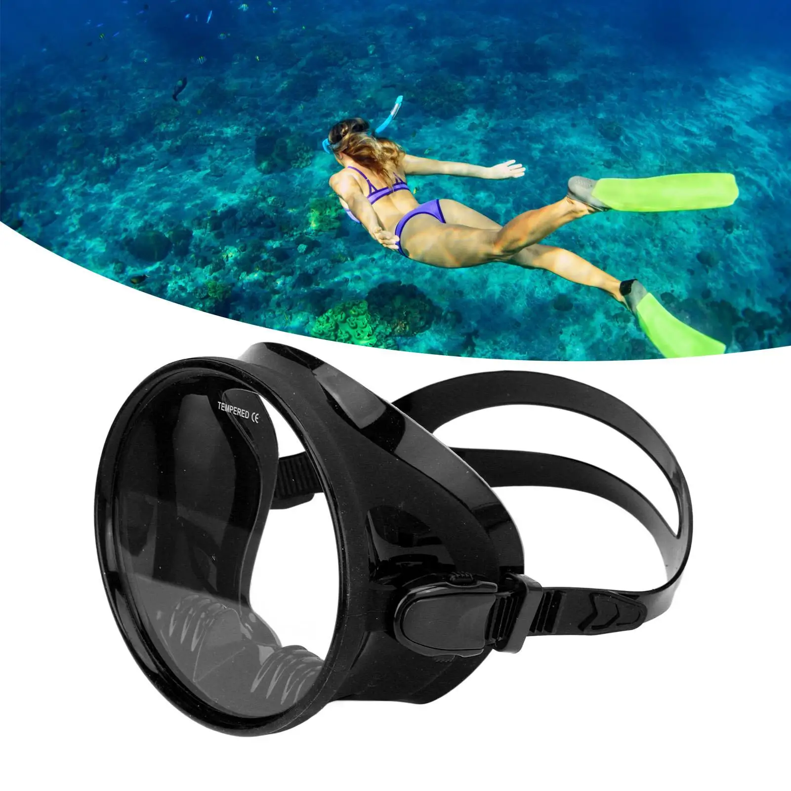 Tempered Glass Diving Goggles with Food-Grade Silicone - Clear View Snorkel Mask for underwater Adventures