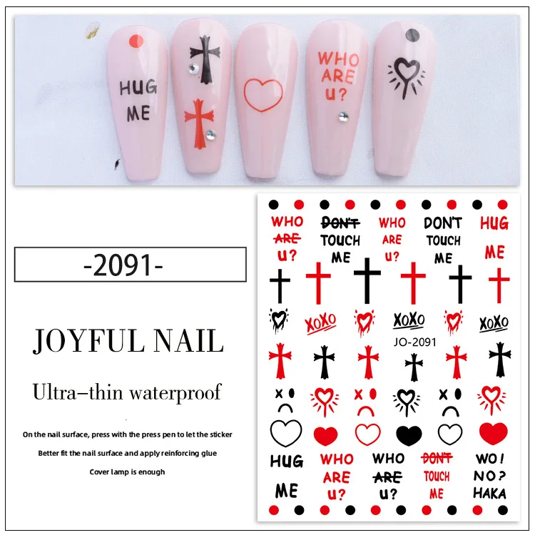Nail Art Sticker Cross Nail  Black And White Design Decoration Sticker Foil Decal Accessories Nail Decoration