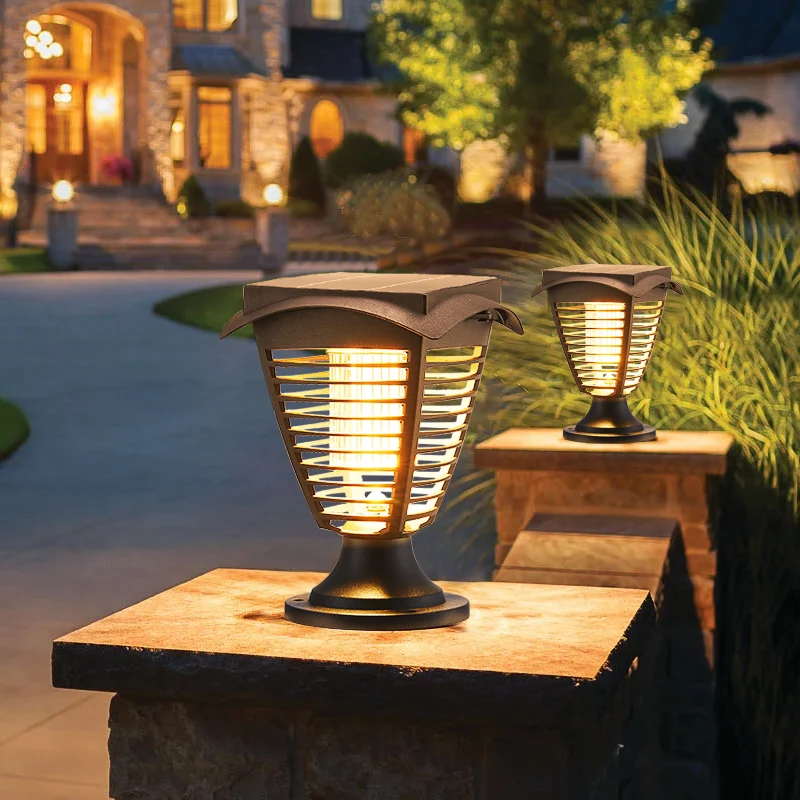 

Solar Insecticide Lamp Waterproof Outdoor Yard Gate Villa Garden Pathway Hallway Balcony Solar Power Lamps Solar Post Lights