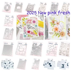 February 2025 New pink Floral Field Metal Cutting Dies Stamp Stencil Hot Foil Set DIY fresh Scrapbook Card Handmade Embossing