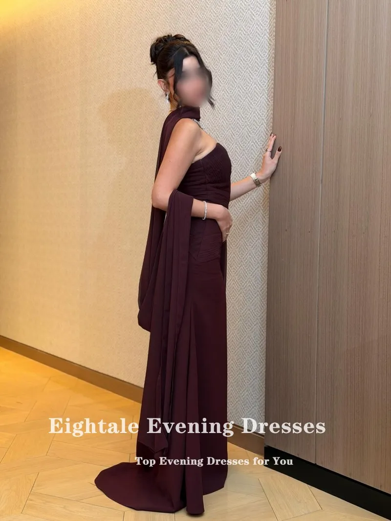 فستان سهرة عربي Eightale بطيات على شكل قلب فستان حفلات مخصص لحفلات الزفاف عنابي حورية البحر رداء De Soirée