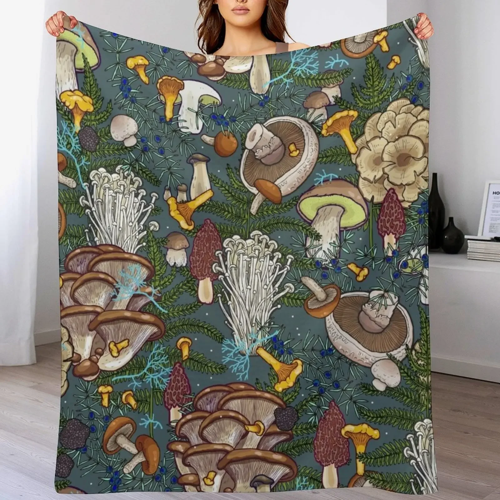 

mushroom forest Throw Blanket Decorative Beds Sleeping Bag Furry Blankets