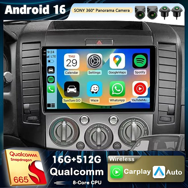 Android 16 DSP Car Radio For Ford Everest Ranger Mazda BT50 BT-50 2006 2007 - 2010 GPS Navigation Multimedia Video Player Stereo