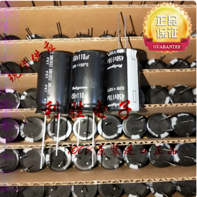 

10PCS-100PCS Japanese Ruby RUBYCON capacitor 450V110UF 18 * 31.5 KXW replaces 450V100UF