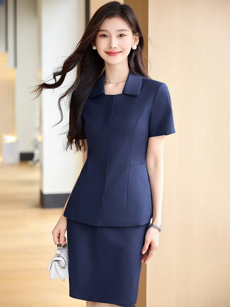 

Summer Thin Suit Women's Temperament Goddess Style Small Business Wear Jewelry Shop Workwear Mid-Length Dress Set