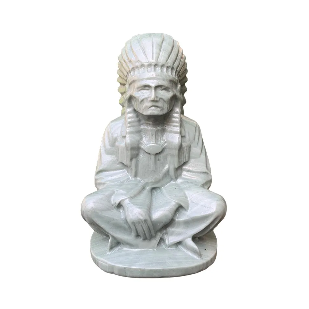 8.5cm Jade Indian Chief Statue Hand Carved Crystal Figurine Reiki Healing Energy Stone Spiritual Decor Gift