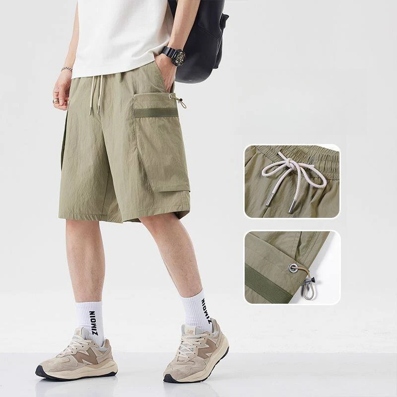 

Мужские свободные шорты-карго с эластичной резинкой на талии — летние шорты в стиле милитари 5 дюймов | Легкий и дышащий | Хаки/Серый/Черный
