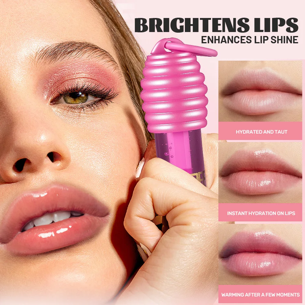 Brillo de labios de miel portátil, hidratante, suavizante, aceite de labios, lápiz labial, máscara de labios, Color rojo rosa, maquillaje de labios de belleza y salud