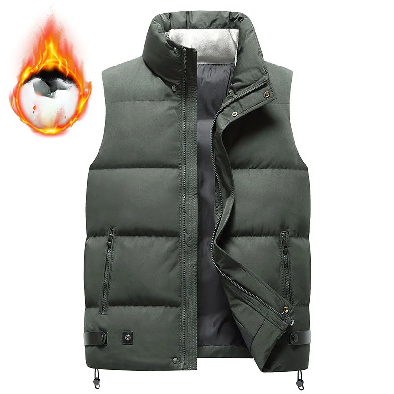 

European and American Solid Down Cotton Vest Men's Simple Standing Collar Sleeveless Vest Couple Thickened Warm Coat Vest