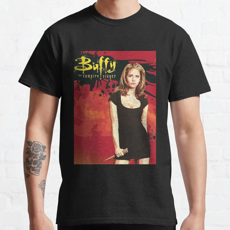 

0626# Buffy the vampire slayer Retro Horror movie Scary halloween Gift t shirt Scream film Graphic clothes All size tops S-6XL