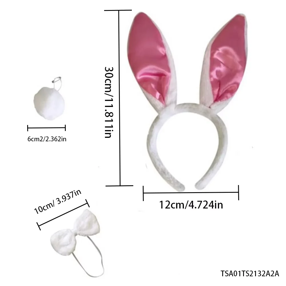 PESENAR 부활절 토끼 의상 세트 귀 머리띠 나비넥타이와 꼬리 포함 휴일 파티 액세서리