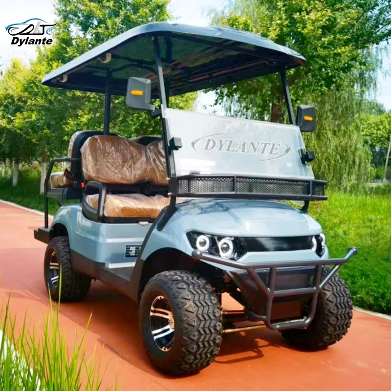 Solar Panel Powered 4 Wheel 5000W Off Road Electric Golf Cart 4 Seater Electric Club Car Wild Hunting Car