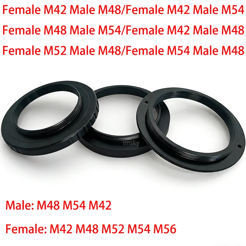 Female Thread M42 M48 M52 M54 M56 to Male Thread M48 M54 M42  Astronomical Telescope Photography Adapter Ring Accessories